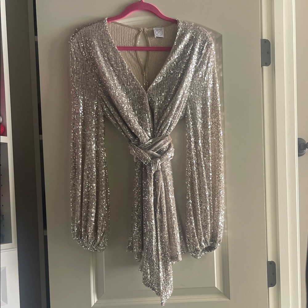 Silver Sequin Long Sleeve Romper